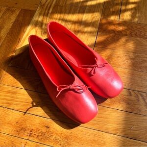 Red Orange Ballet Flats